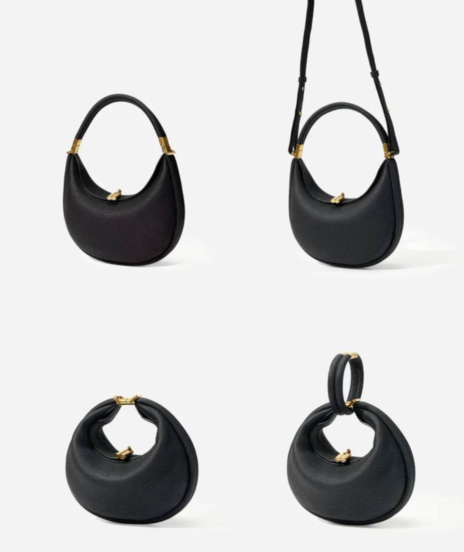 crescent shoulder bag black women elegant gold hardware 4 styles 
