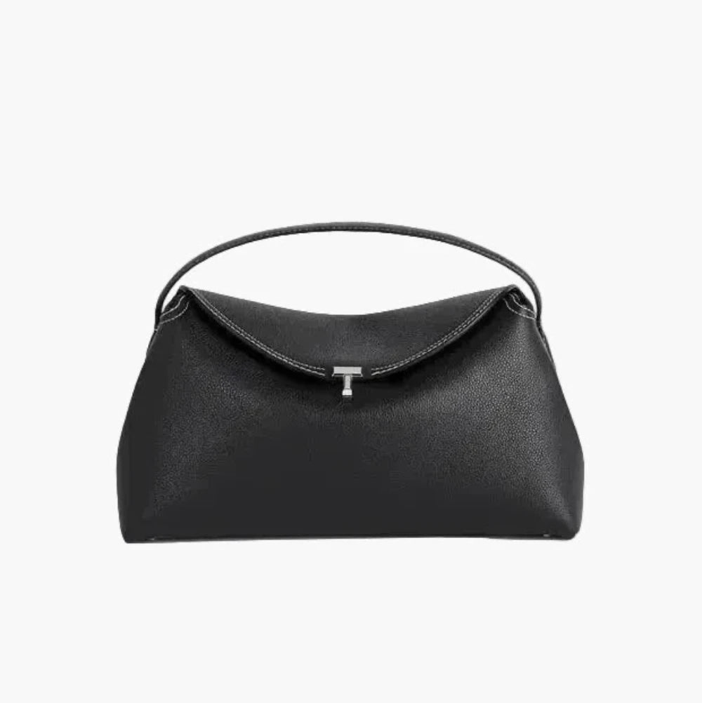 structured top handle handbag black gold lock women everyday