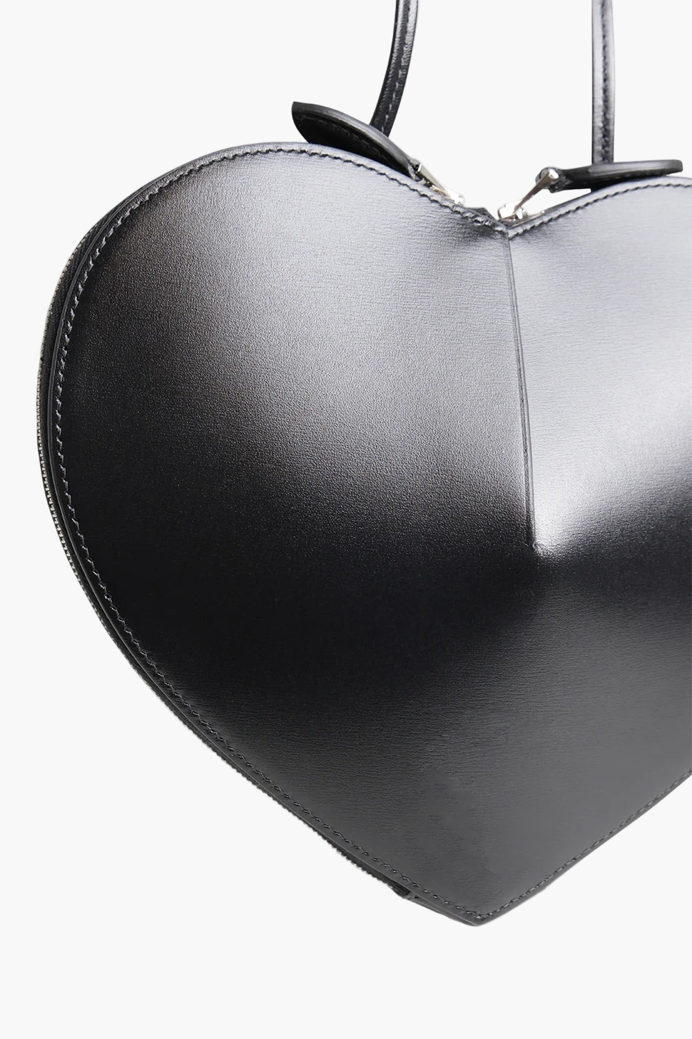 heart shaped bag black top view women structured leather