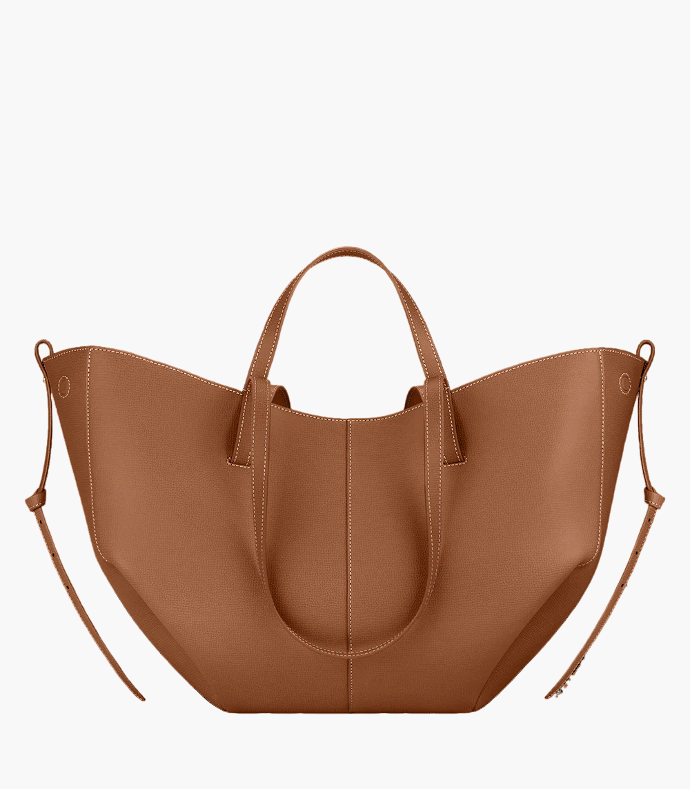 winged tote bag brown medium women everyday grain leather structured