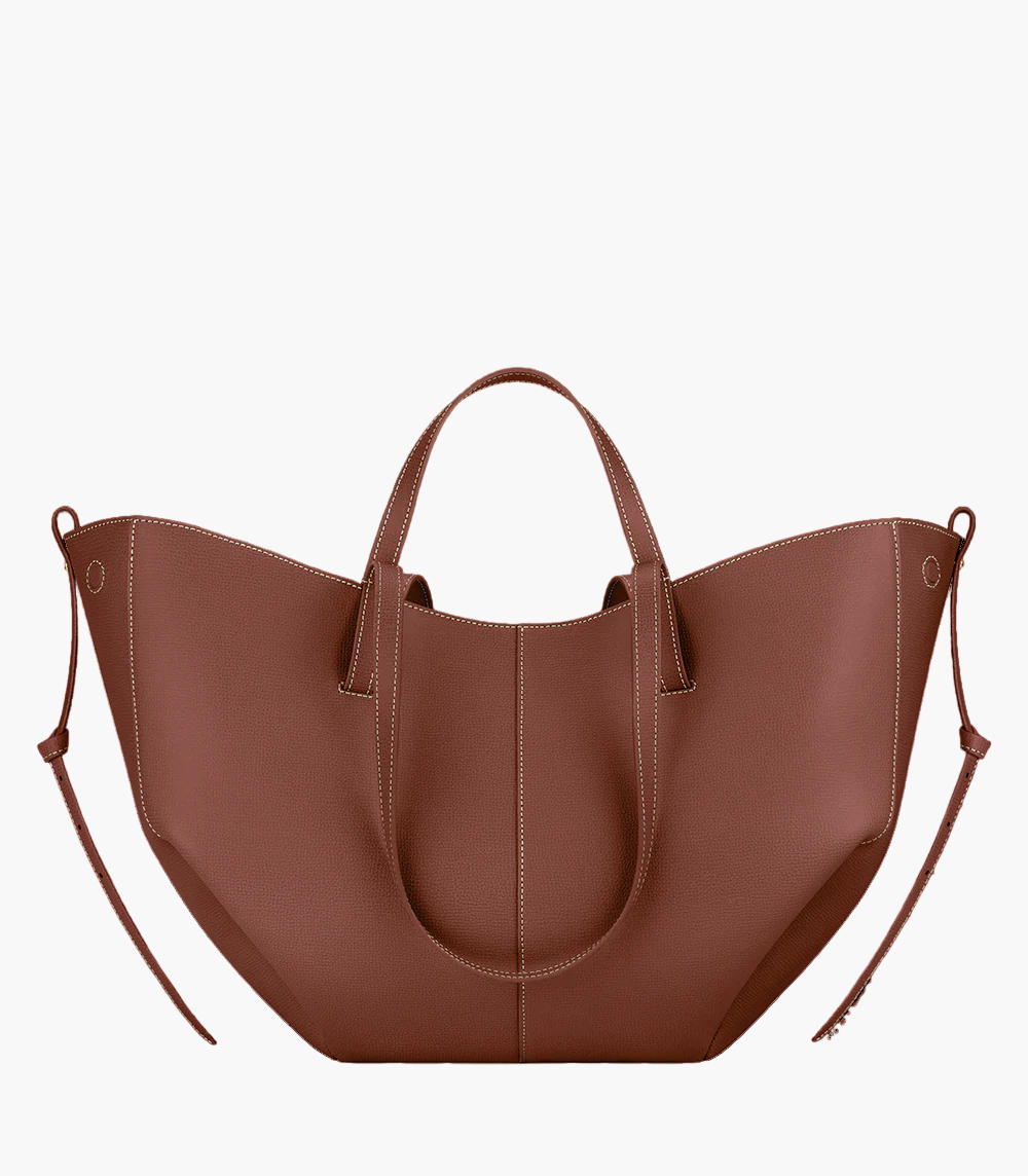 winged tote bag cognac medium women structured leather warm tone