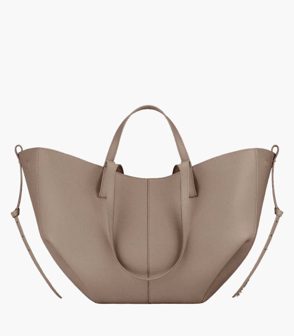 winged tote bag taupe medium women everyday grain leather elegant