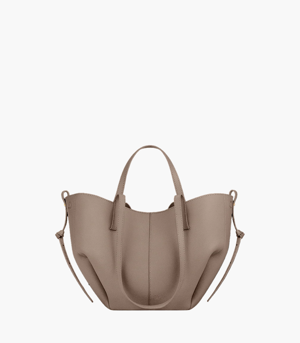 winged tote bag taupe small women sculptural leather neutral