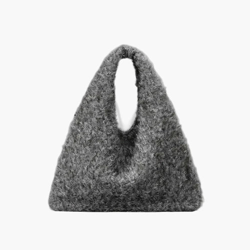 fuzzy tote bag grey women everyday soft fluffy
