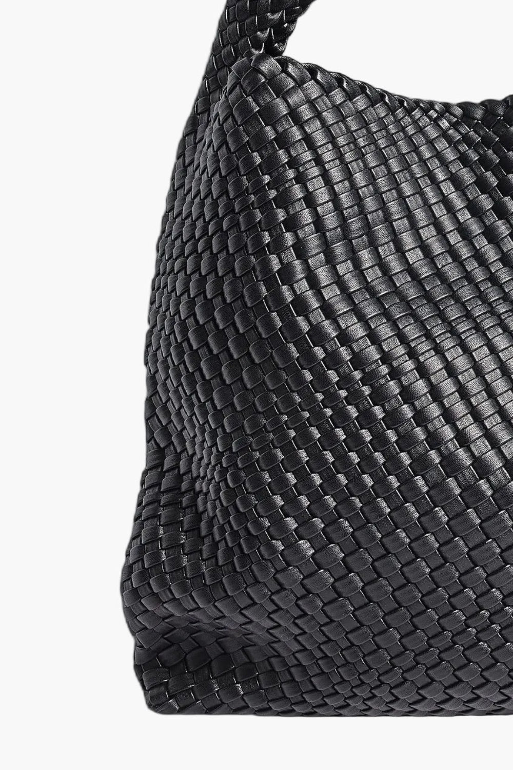 black intrecciato woven tote bag texture detail - black - tote bag