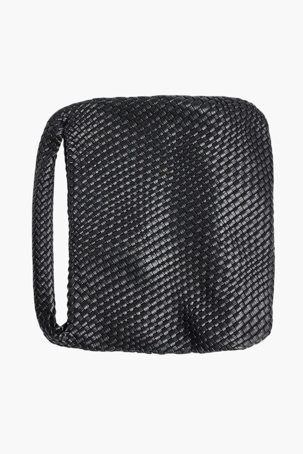 black woven tote bag flat lay top view - black - tote bag