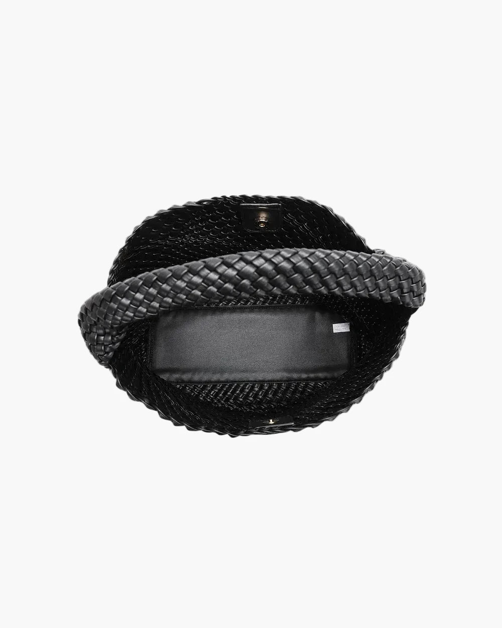 black woven tote bag interior lining open view - black - tote bag