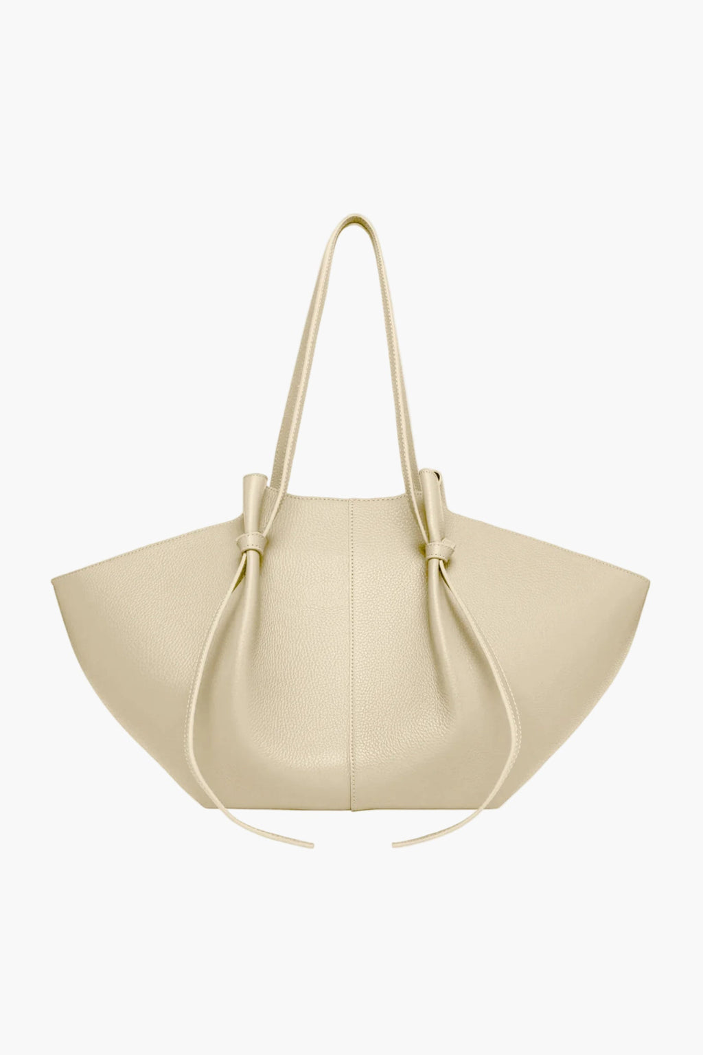 knotted tote bag beige cream women leather oversized neutral