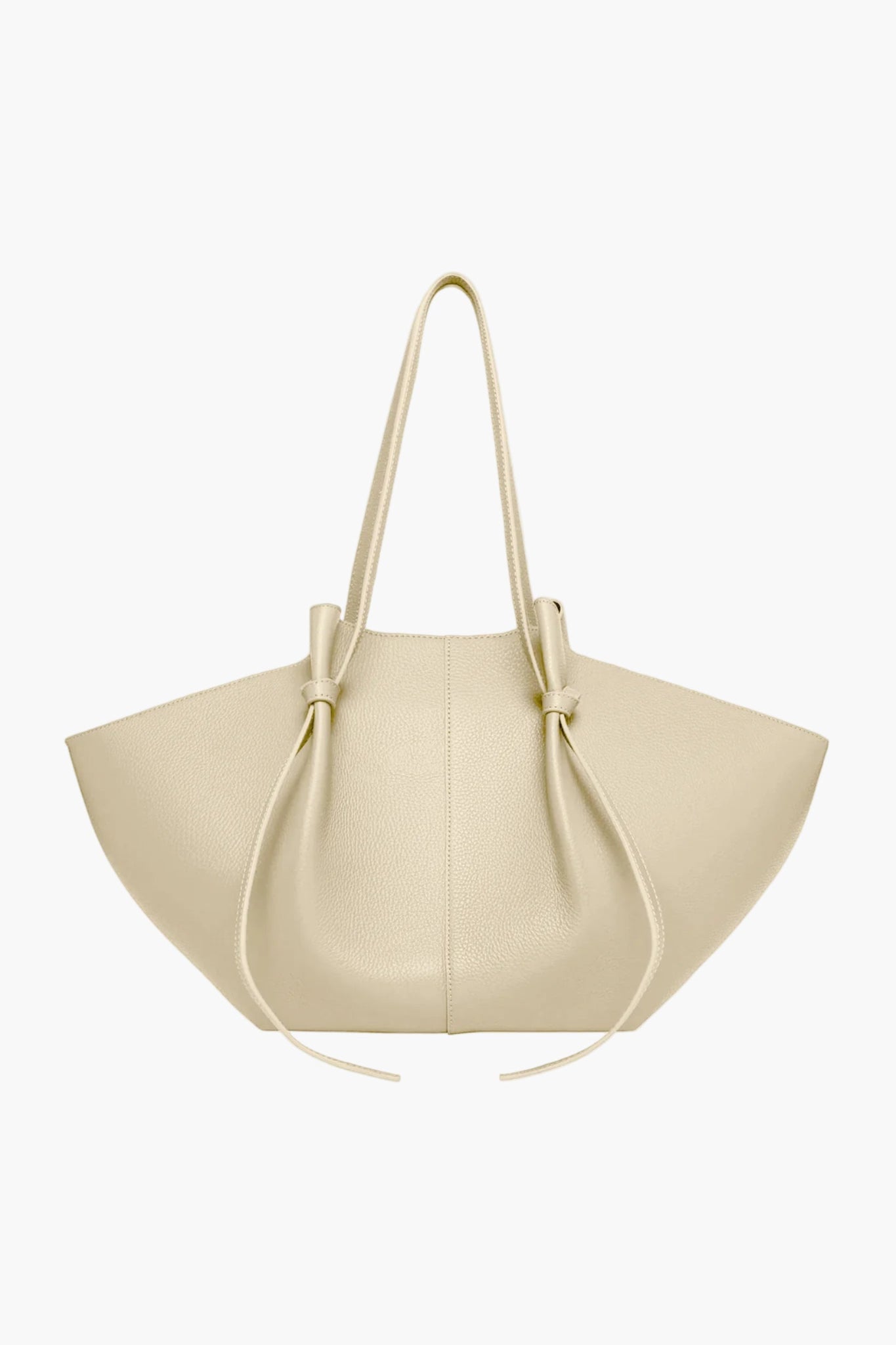 knotted tote bag beige cream women leather oversized neutral