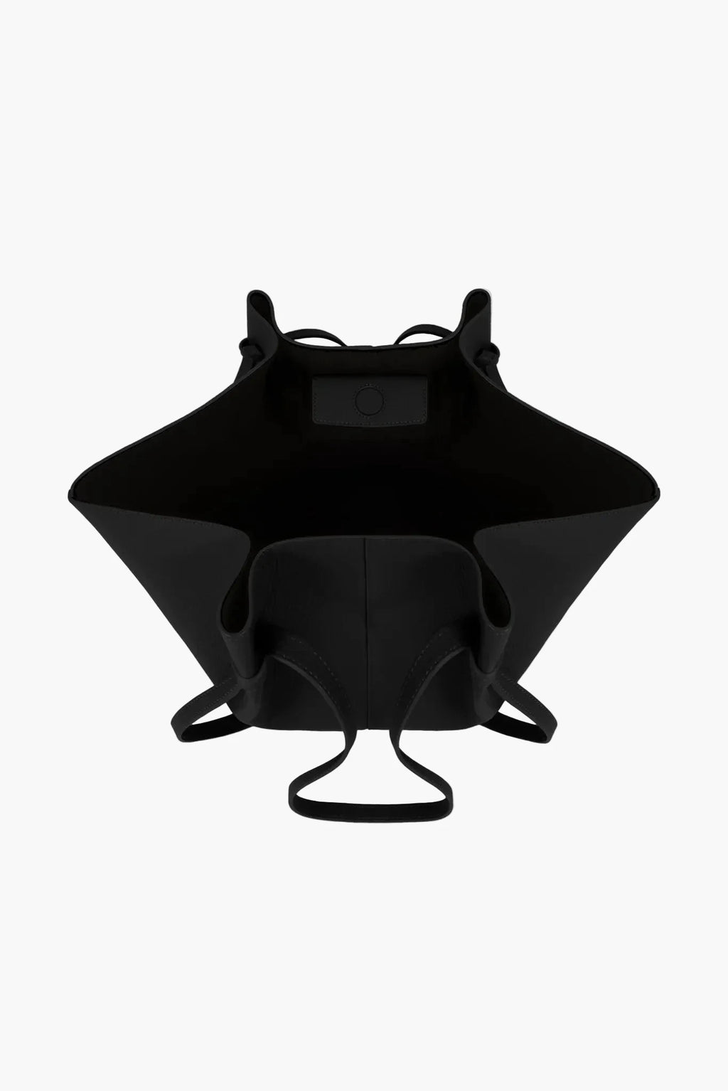 knotted tote bag black open interior women spacious laptop bag