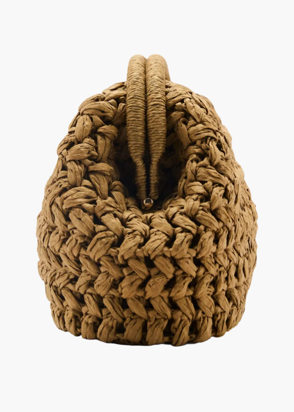 natural tan crochet clutch bag back view top handle - tan - clutch bag