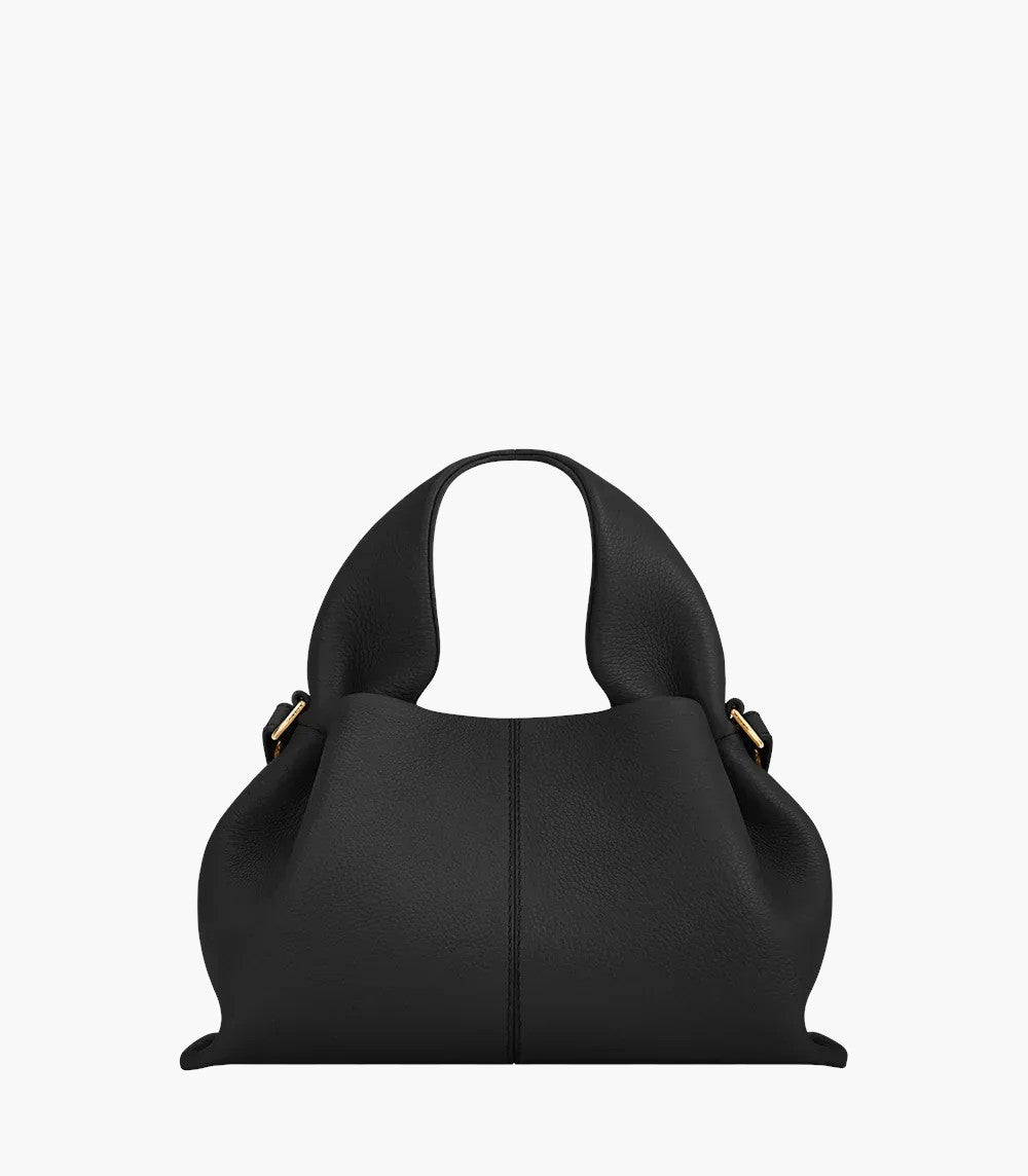 black convertible handbag mini women soft leather sculptural