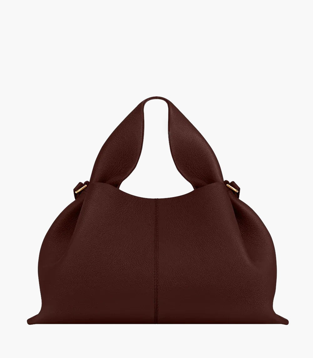 sculptural convertible handbag burgundy women statement elegant