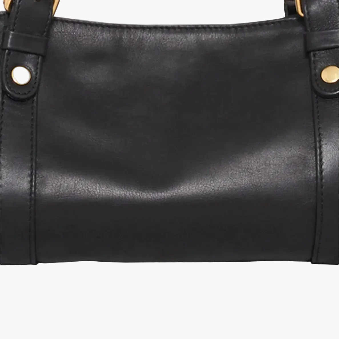 black slouch leather bag back view women gold hardware elegant