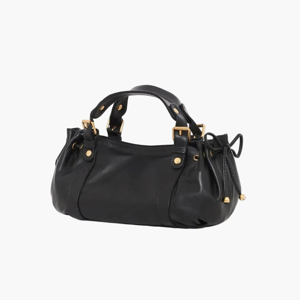 black slouch leather bag women gold hardware compact elegant everyday