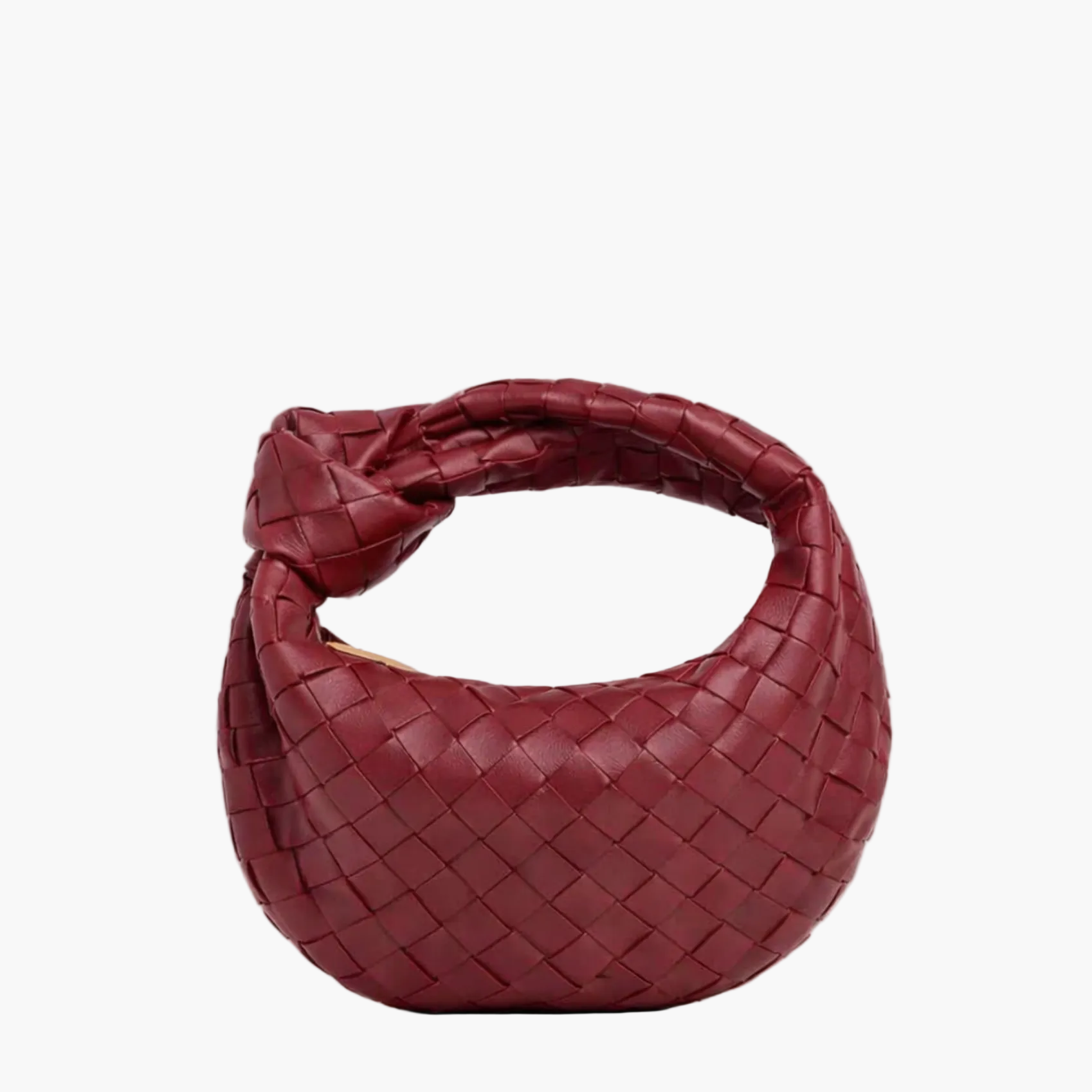 woven mini top handle bag burgundy women sculptural evening elegant