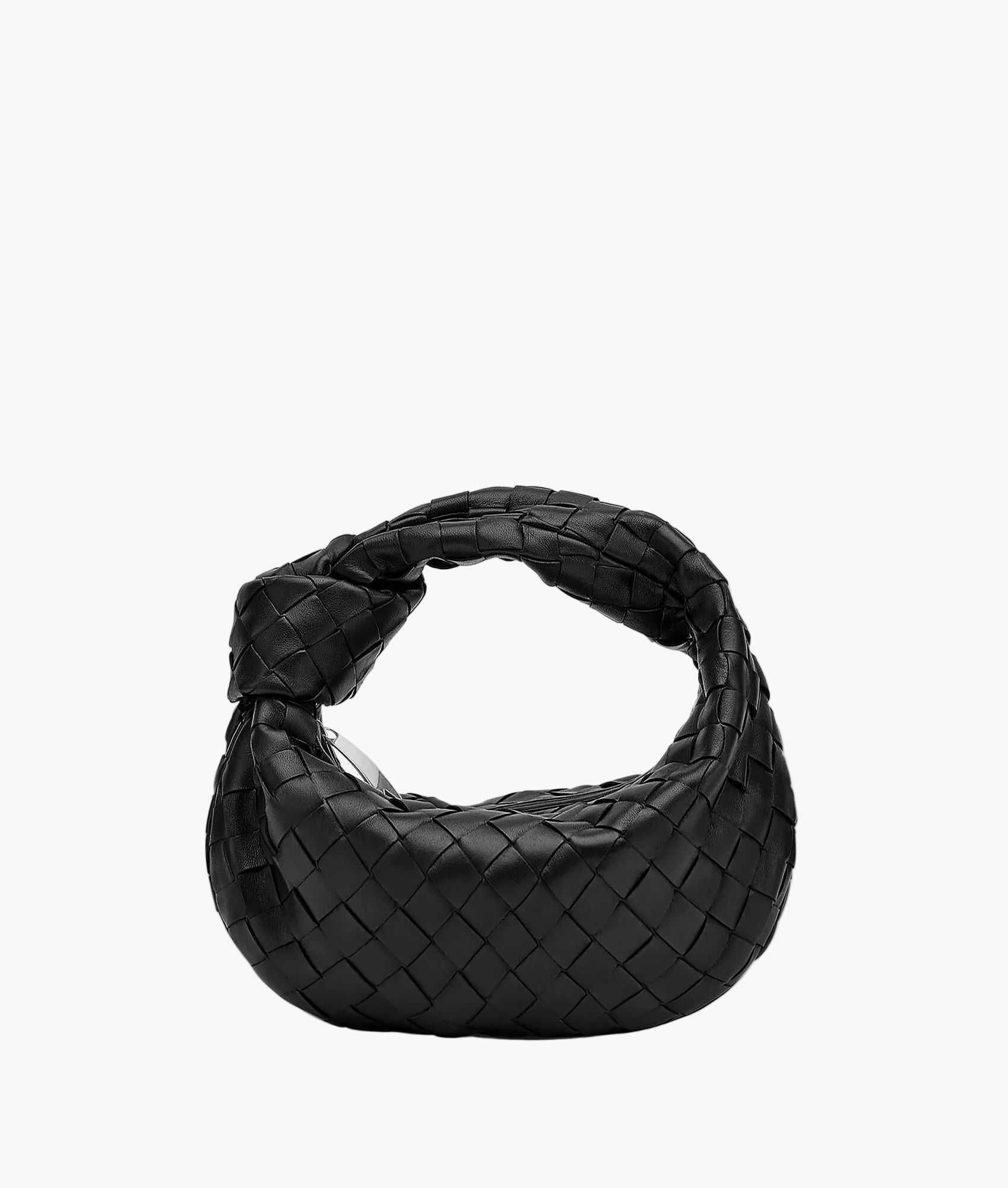woven mini top handle bag black women sculptural Italian style elegant