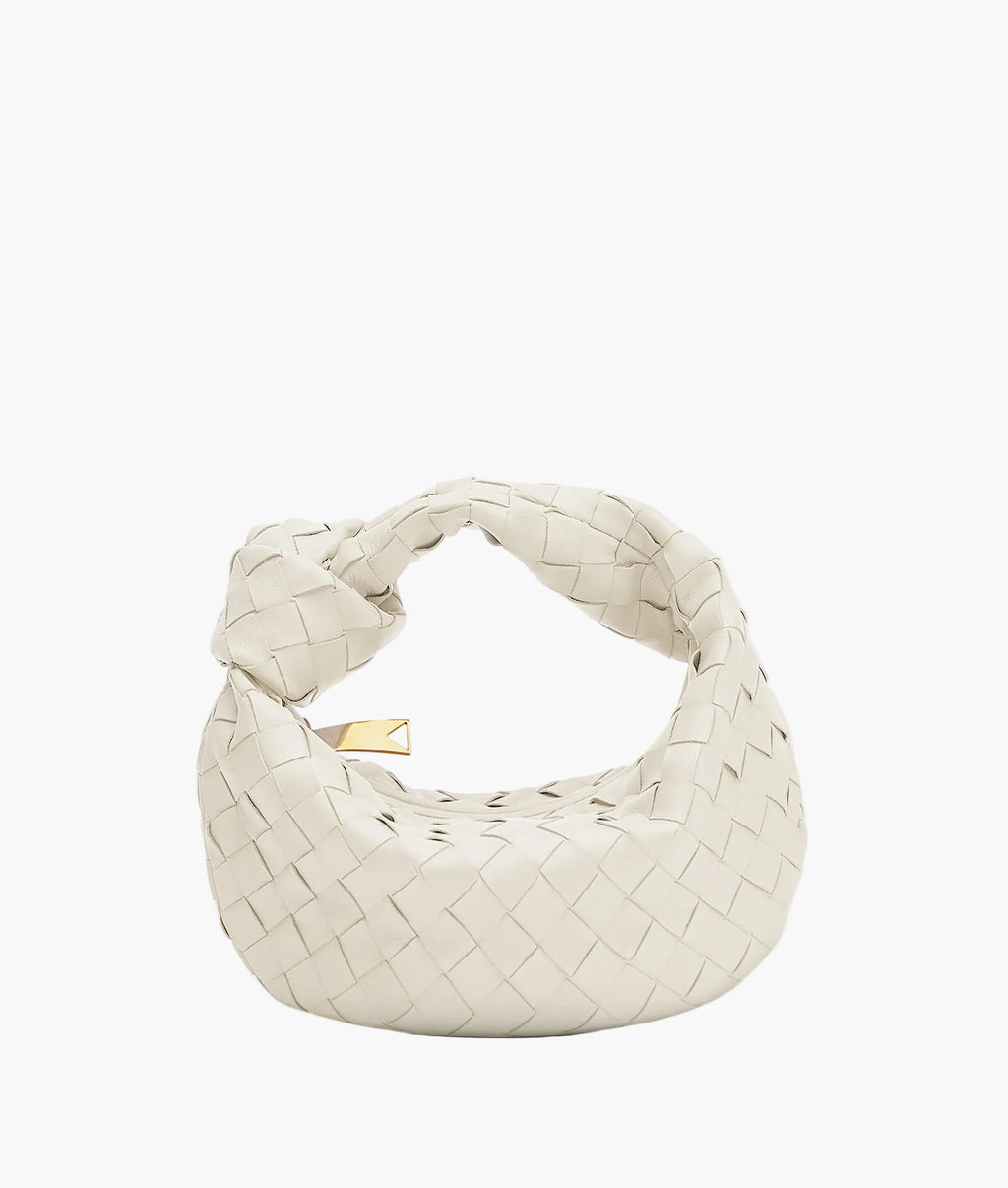 woven mini top handle bag chalk women sculptural neutral