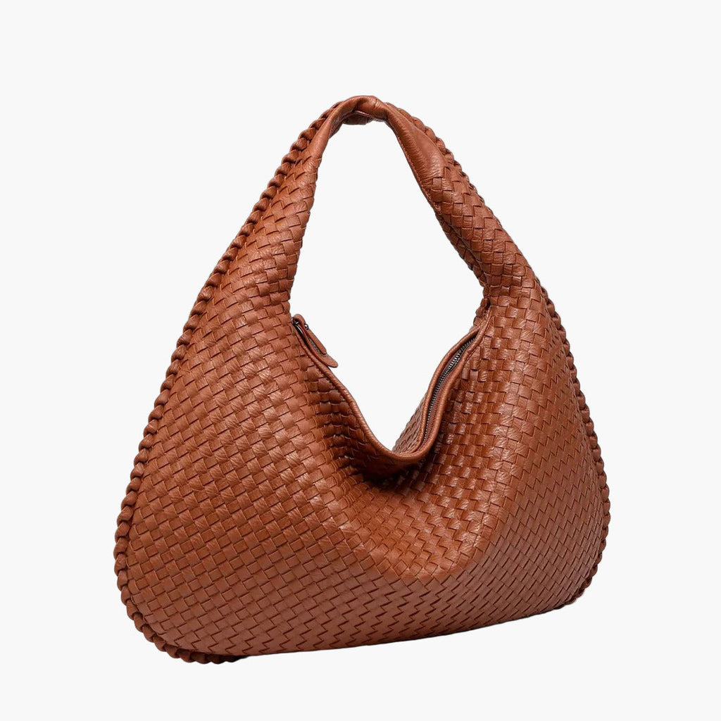 woven hobo shoulder bag tan brown women leather artisan everyday