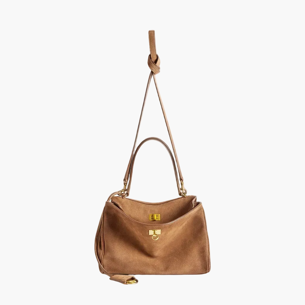 suede shoulder bag camel detachable strap women convertible
