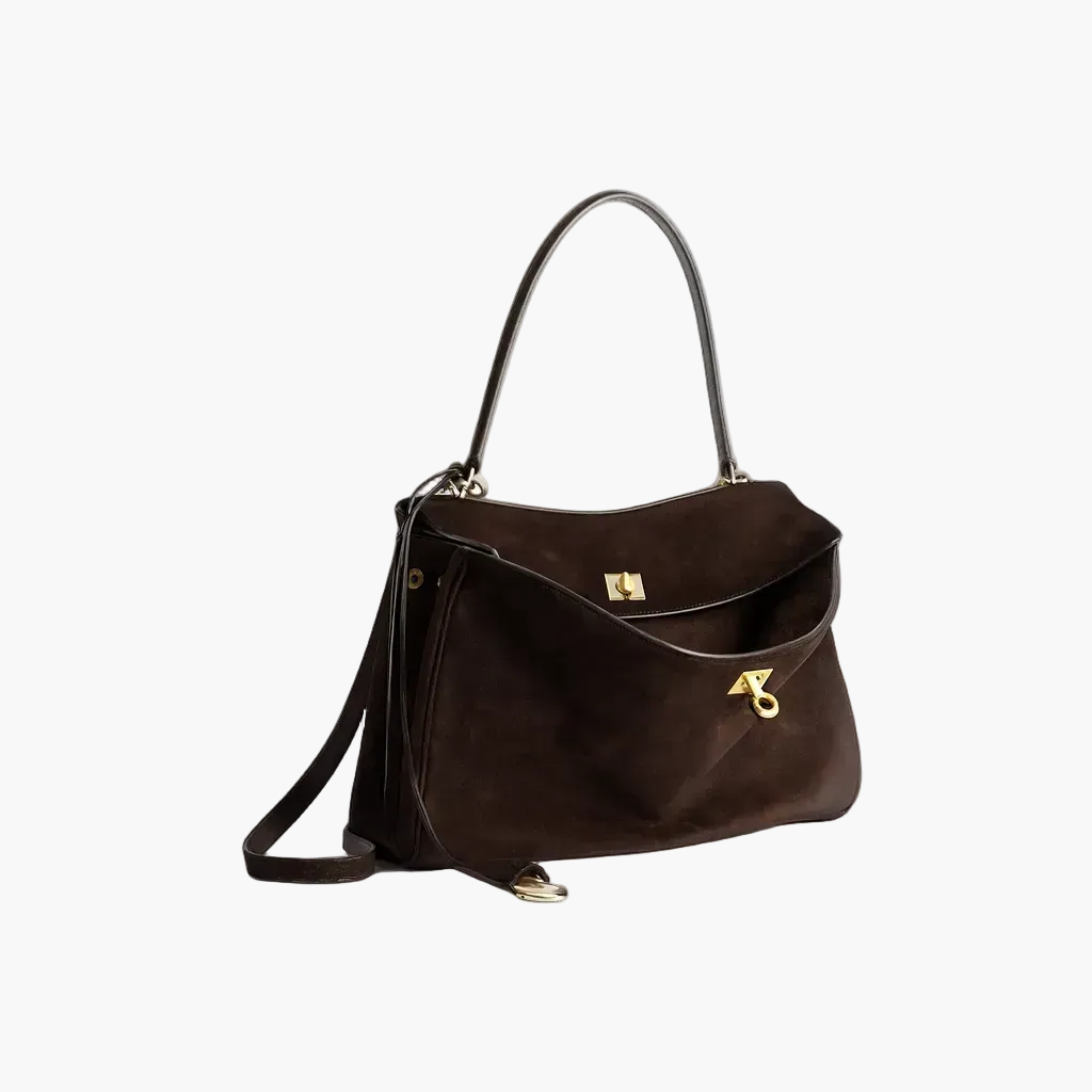 dark brown suede shoulder bag women everyday elegant