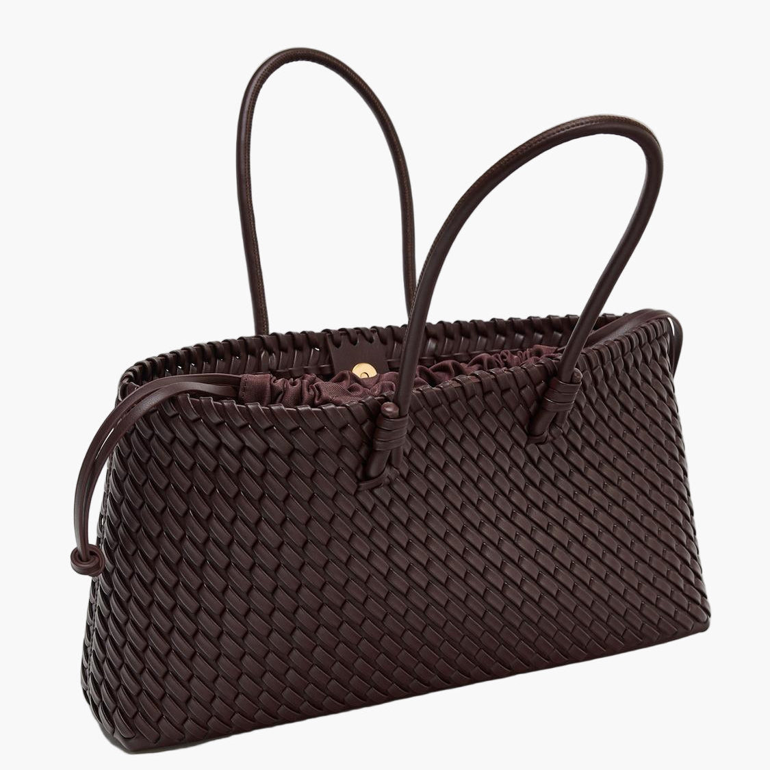 woven leather tote bag burgundy small front women structured