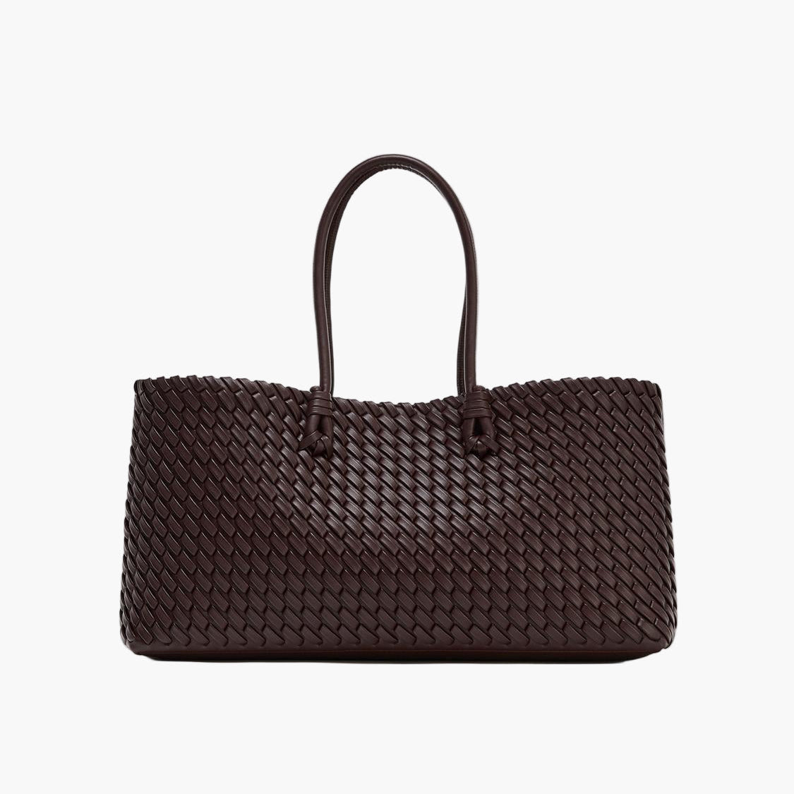 woven leather tote bag burgundy women structured double handle elegant