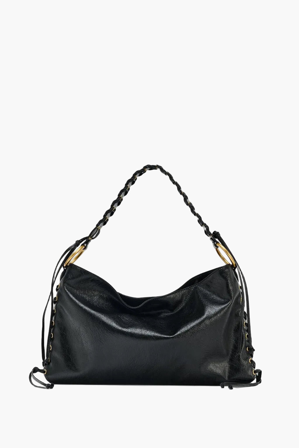 corset shoulder bag black women structured braided handle gold hardware